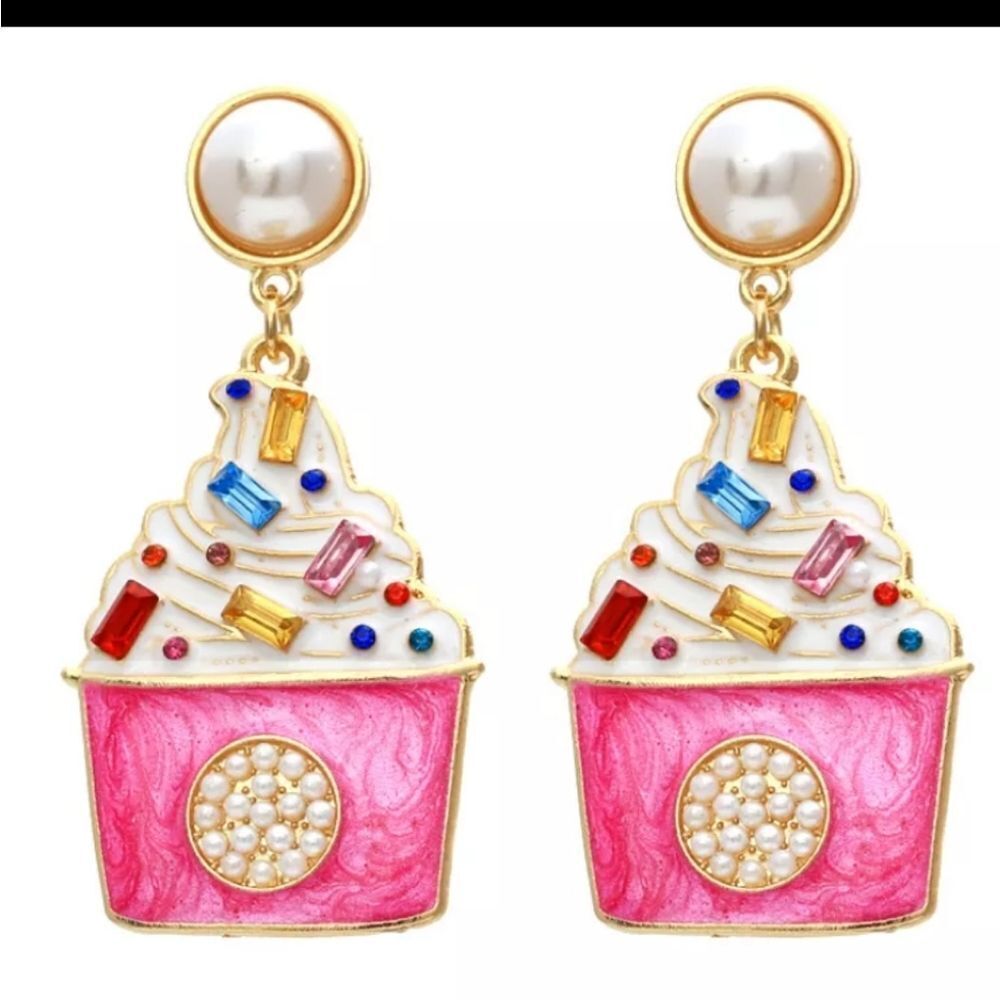 NWOT Rhinestone Icecream Sundae Earrings